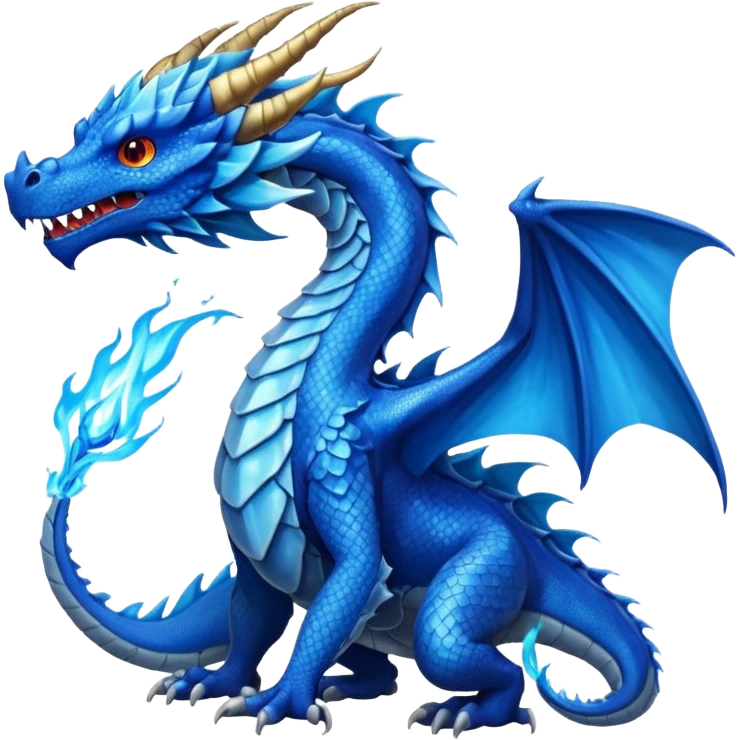 Blue dragon breathing blue fire emoji