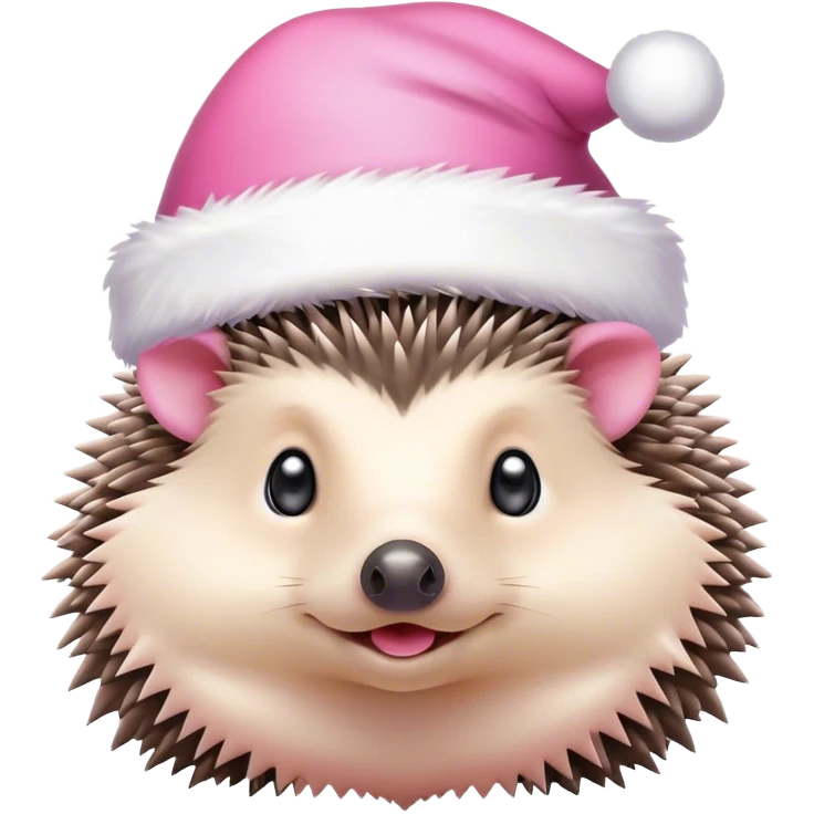 Hedgehog with pink Christmas hat emoji