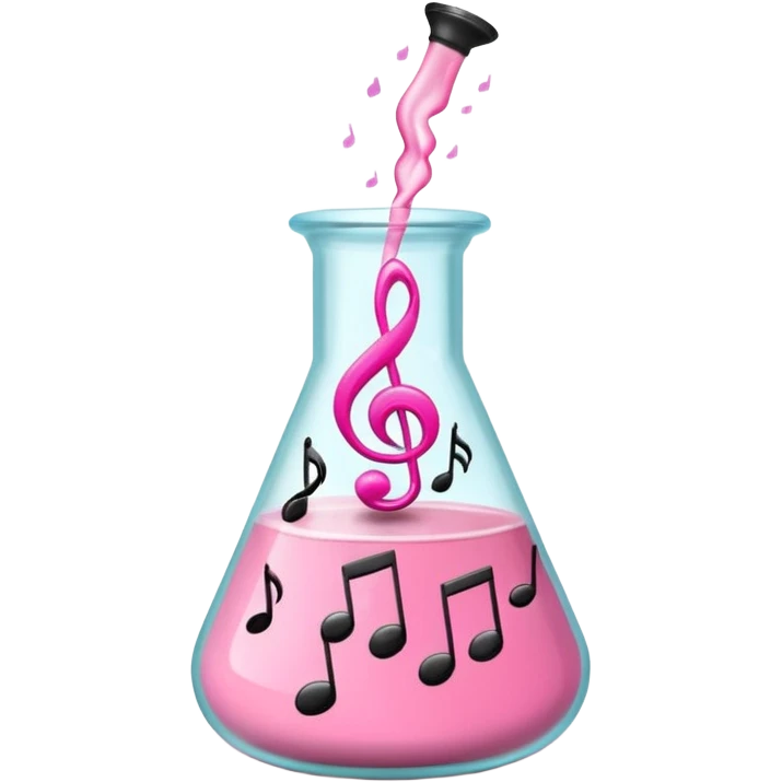 bublegum pink flask beaker with music coming out emoji