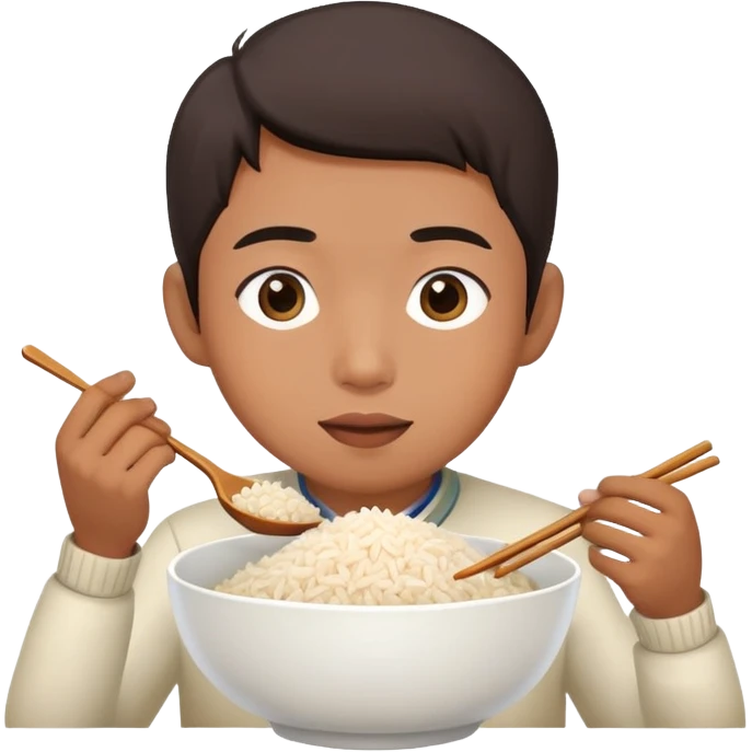 Asian person eating a bowl of rice emoji