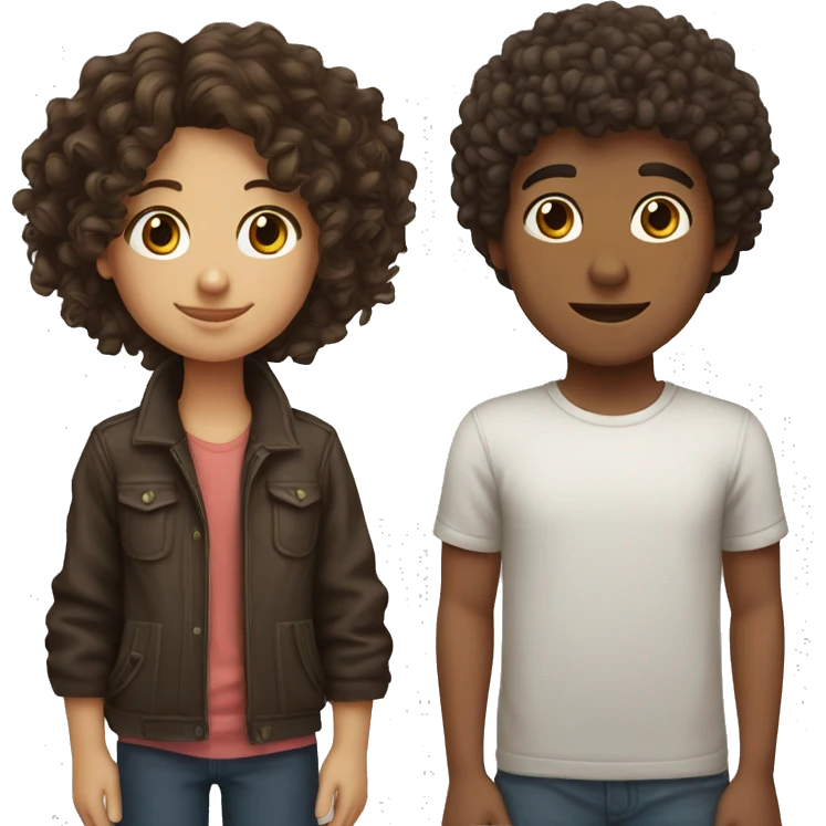 curly hair brunette girl and boy emoji