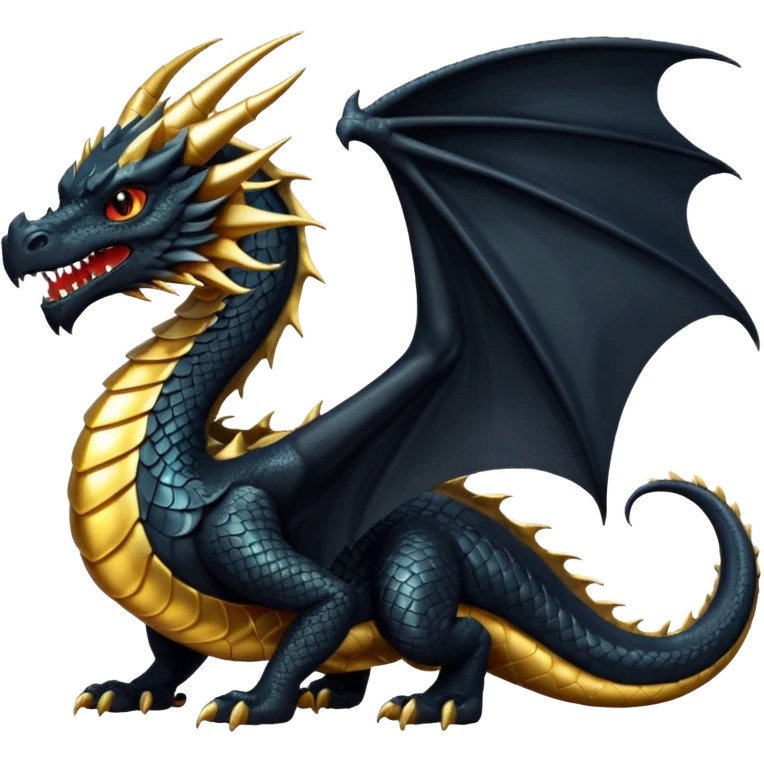 1 big black dragon and 1 small gold dragon emoji