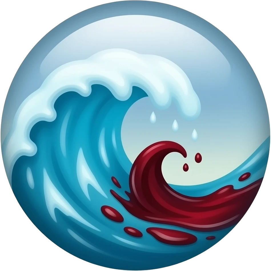 wave of magical water and wave of blood crashing into each other circular icon to copy/paste emoji