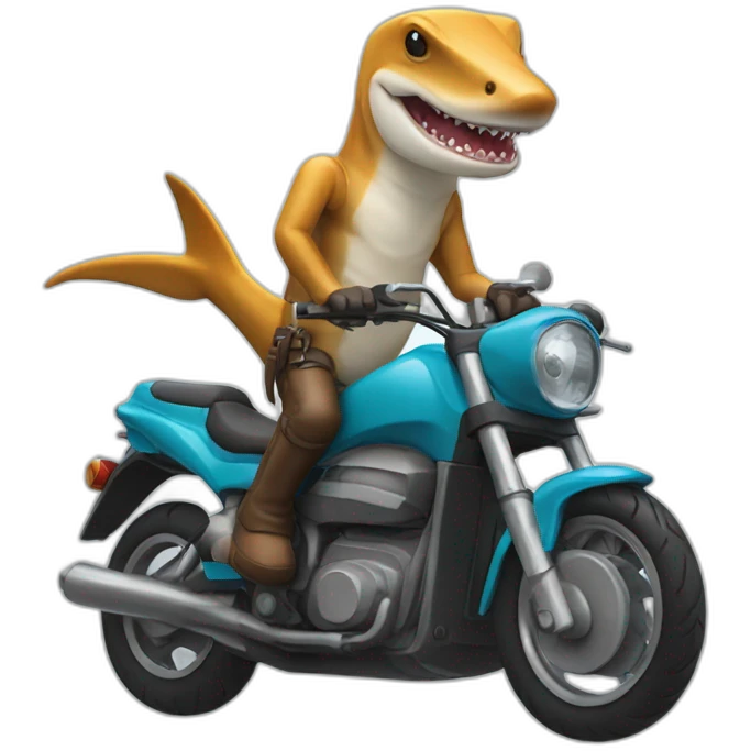 Hammerhead shark riding a motorcycle emoji