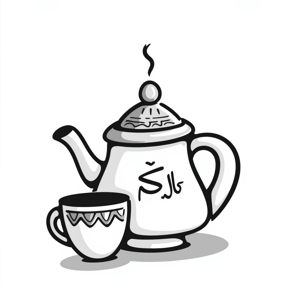 Traditional Saudi Arabian coffee pot (dallah) with decorated cup emoji