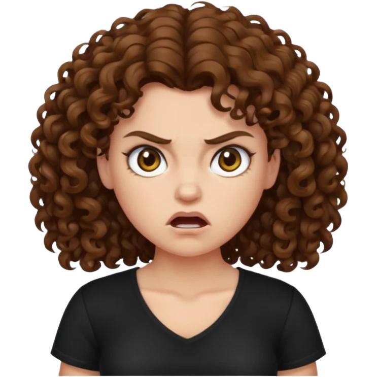 angry curly haired woman with torso emoji