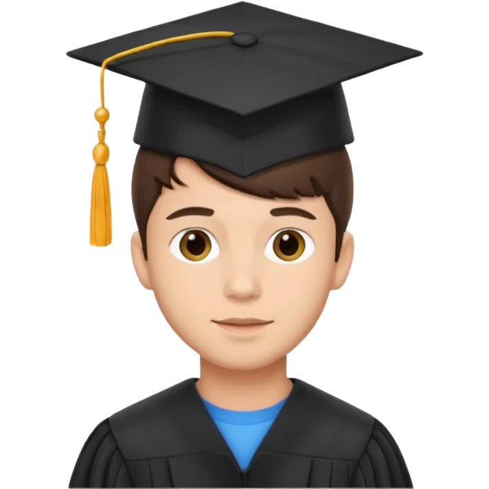 brunette man with graduation cap emoji