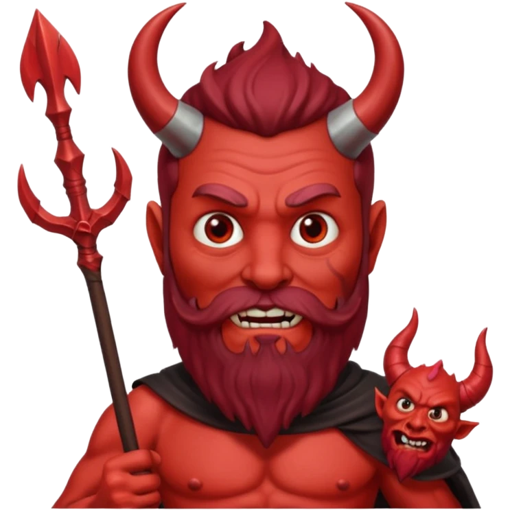 satan emoji holding a trident. make him red and scary. make him older with a beard emoji