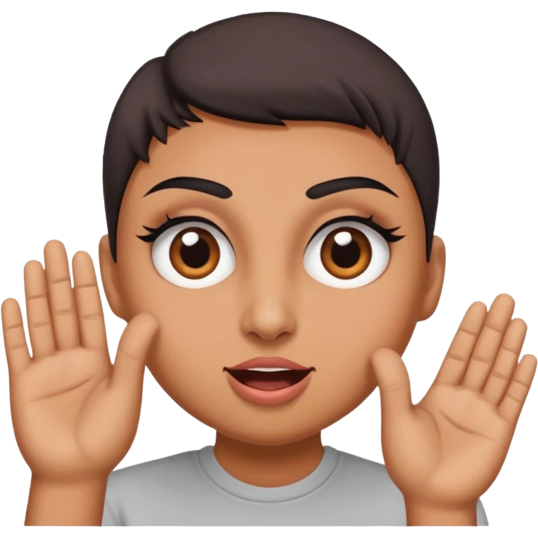 pigeon head, exaggerated eyelashes, hands making a 'yasss' motion, energetic and bold emoji