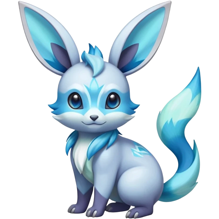 Colorful Iridescent Exotic Minccino-Aurorus-Glaceon-Fakémon-hybrid-creature (full body)  emoji