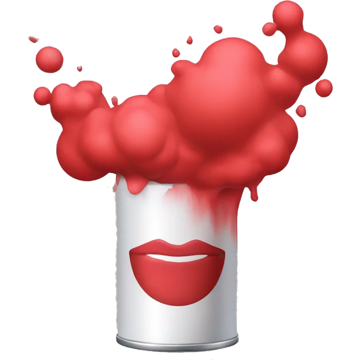 aerosol con un logo de labios rojos  emoji