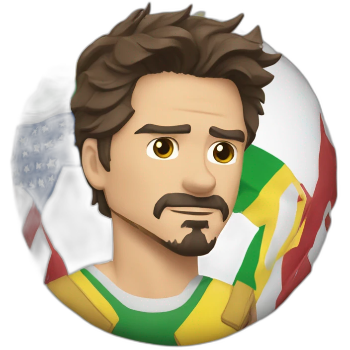 Tony Stark segurando bandeira do Brasil emoji