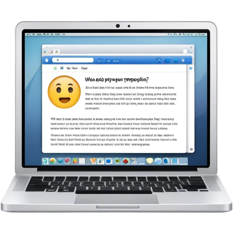 Create an emoji representing blogging as a form of content creation. The design should feature a laptop or desktop computer with an open blog page on the screen, showing visible text and perhaps a photo or graphic. Do not include any emojis or smiley faces. Make the background transparent. emoji