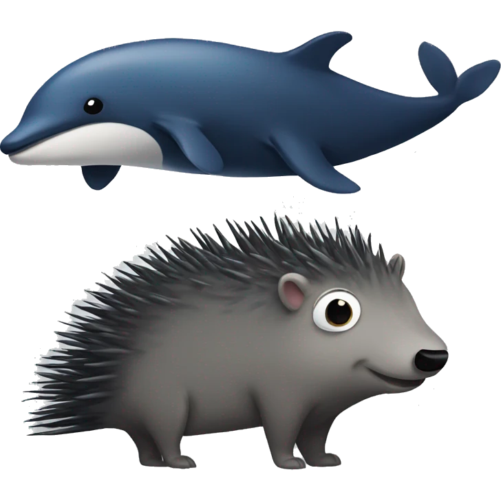 Animal morph of a porcupine and a whale emoji