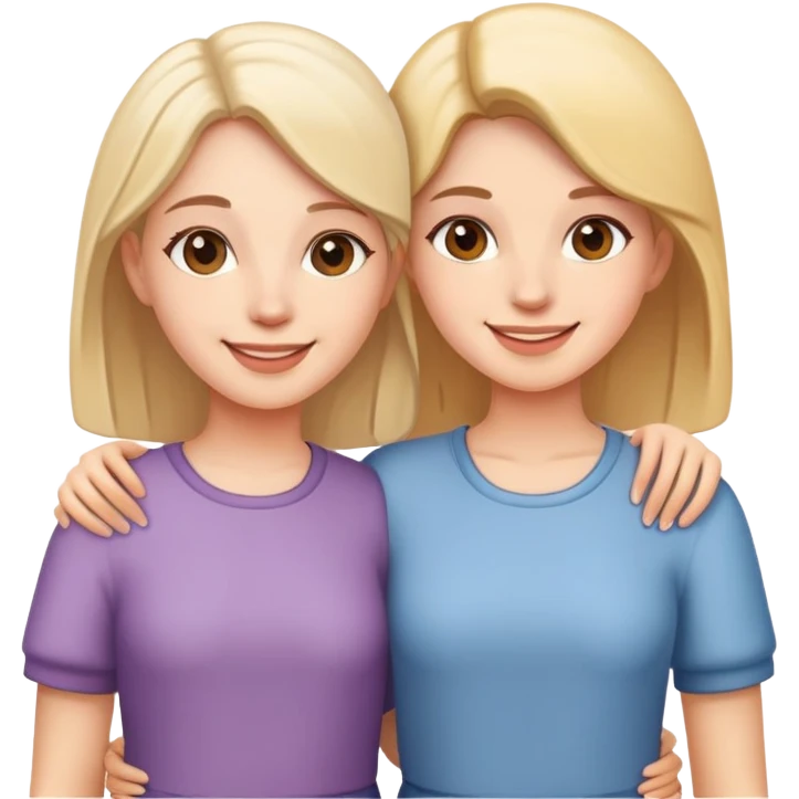 two sisters standing together smiling emoji