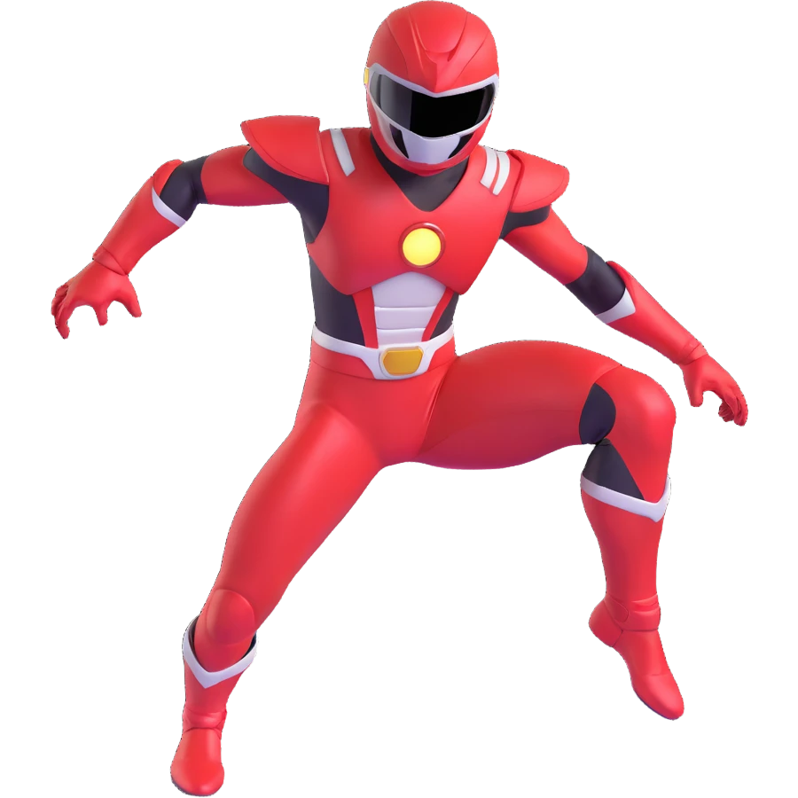 red power ranger in dynamic pose, helmet and suit, no text emoji