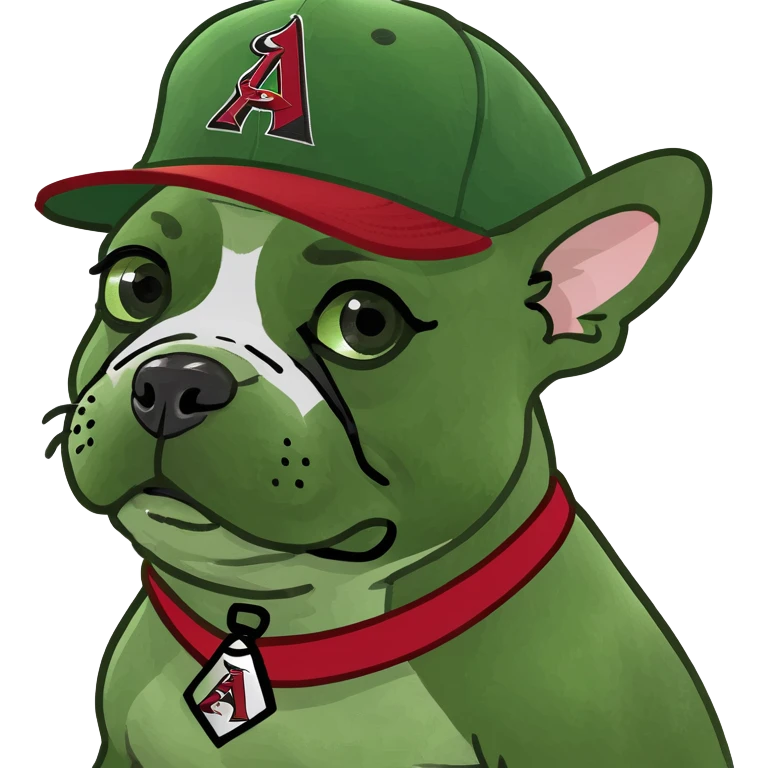 Frenchie with diamondbacks hat emoji