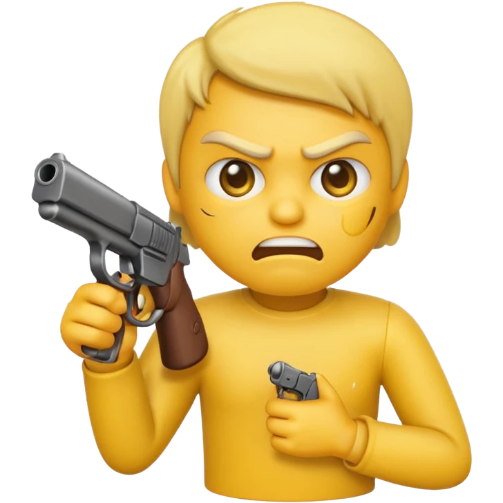 angry yellow emoji pointing gun emoji
