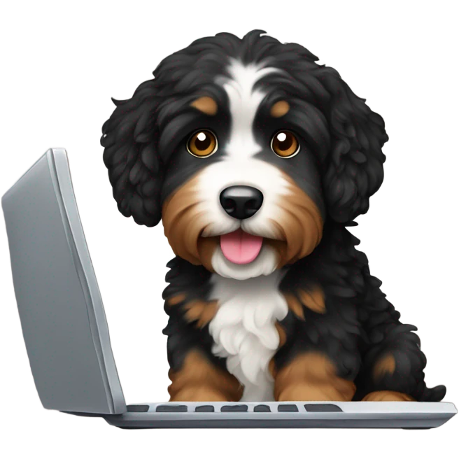 bernedoodle and computer emoji