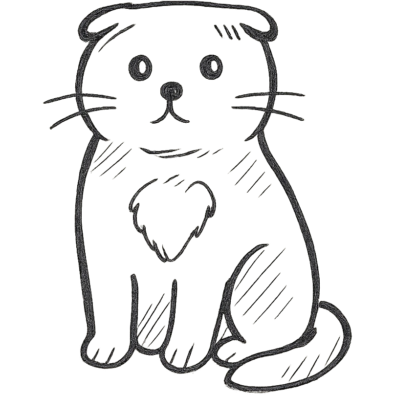 black Scottish fold cat with white spot on the chest emoji