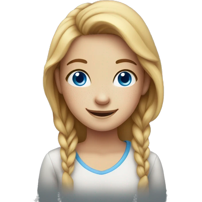 smiling girl with freckles with blue eyes emoji