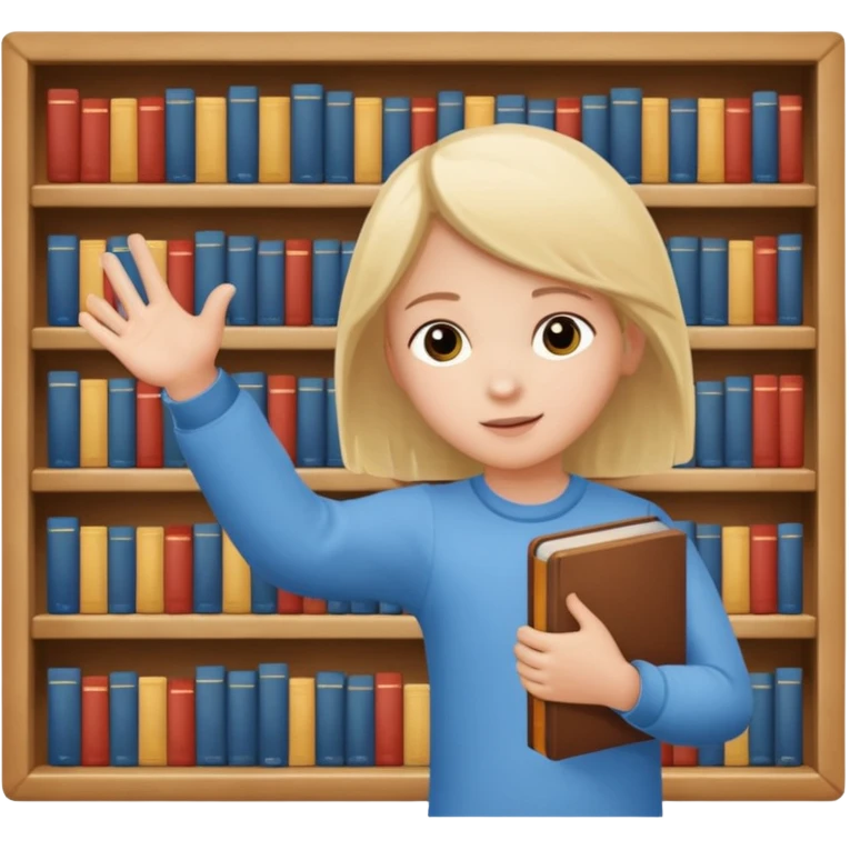 enfant range livre dans bibliothèque emoji