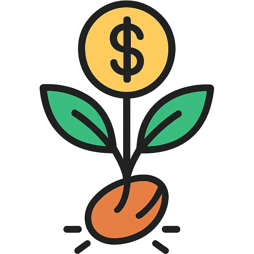 modern icon of a seed sprouting with a dollar sign, representing seed funding in venture capital emoji