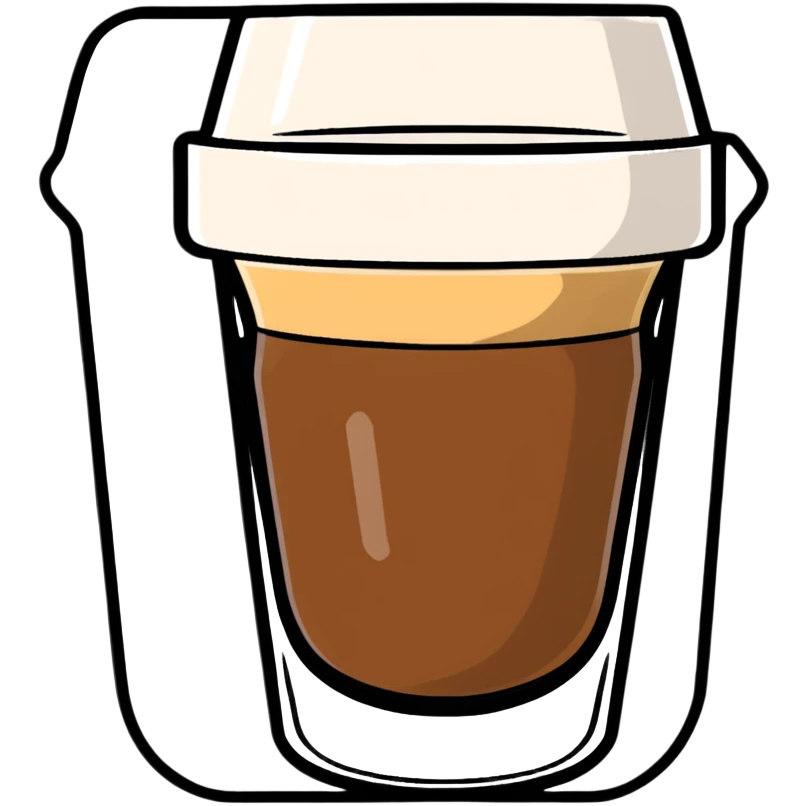 Small 4.5 ounce Gibraltar glass with cortado espresso drink, properly sized small tumbler with espresso and milk emoji