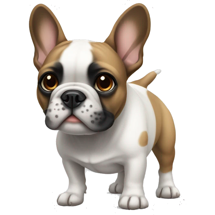 french bulldog dog with white and black muzzle and white brown body emoji