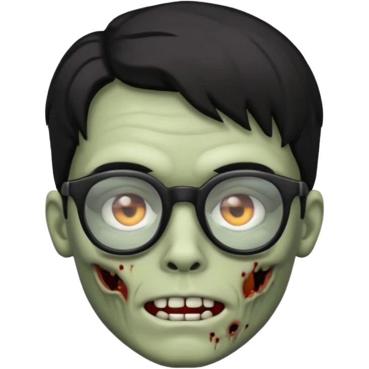 a zombie boy emoji with semi wavy hair and glasses emoji