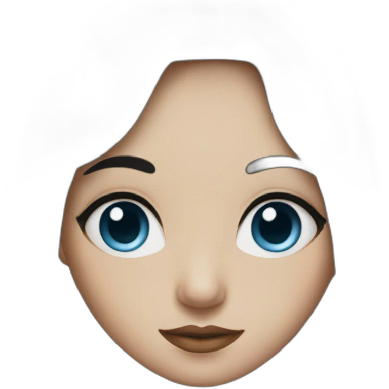 girl blue eyes with long black hair and a fringe emoji