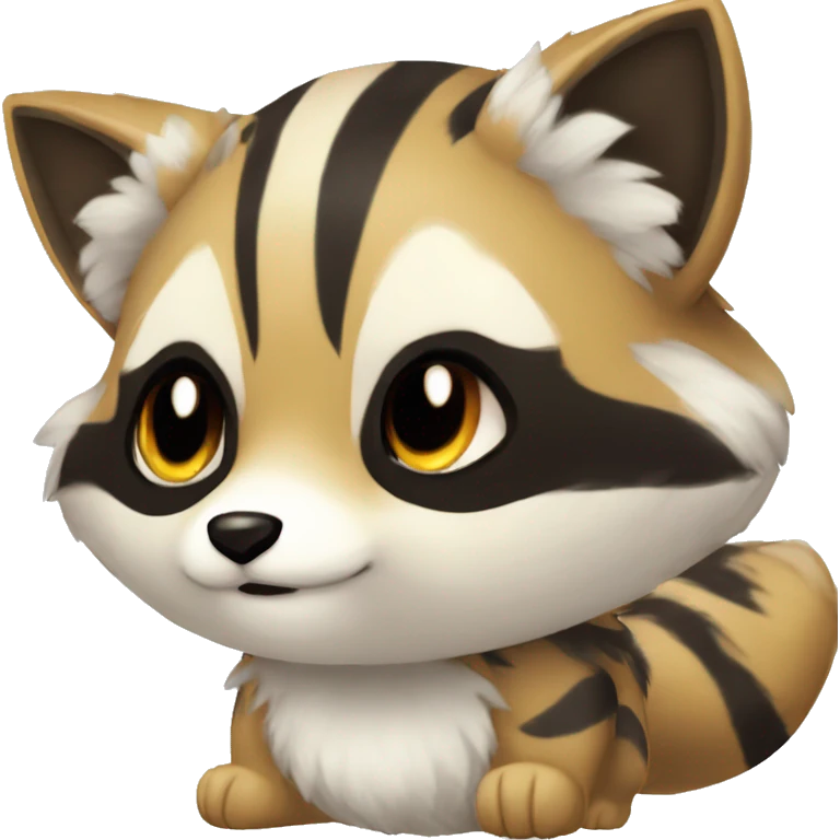 Colorful Shiny Kawaii Cute Celestial Raccoon-Tiger-Fakémon-Pokémon full body emoji