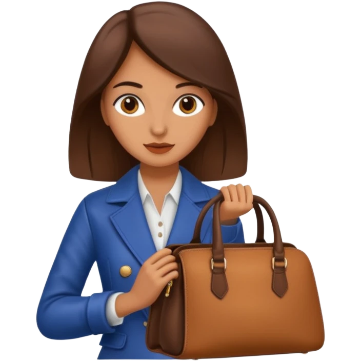 italian female with italian fashion style, holding bag emoji