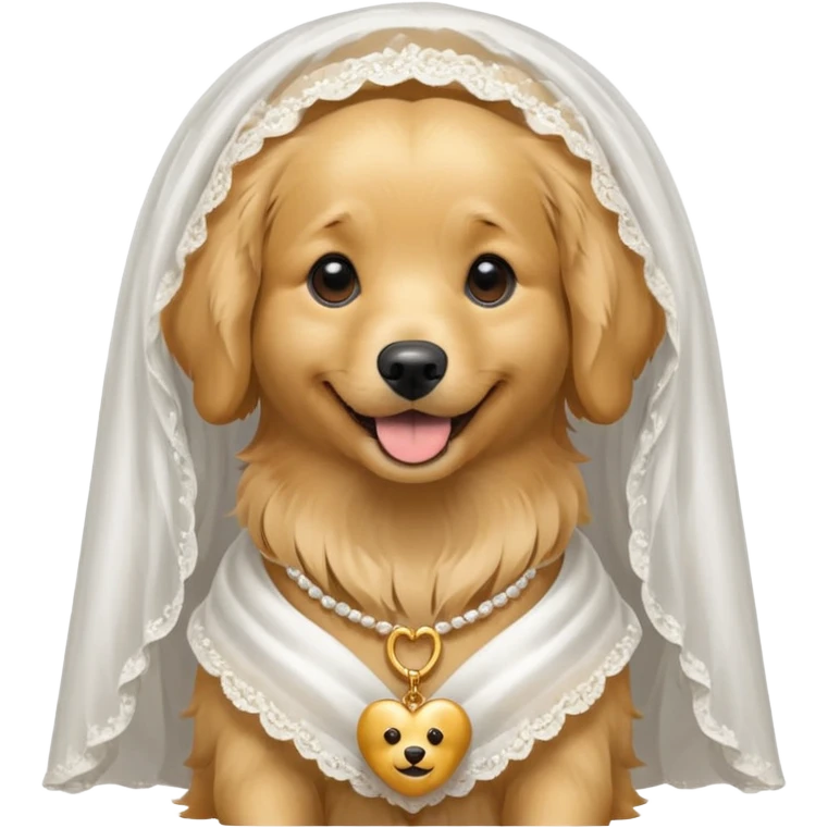 bride dog with white veil emoji