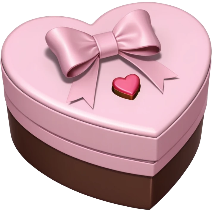 pale pink heart box, pale pink bow, filled with chocolates inside emoji