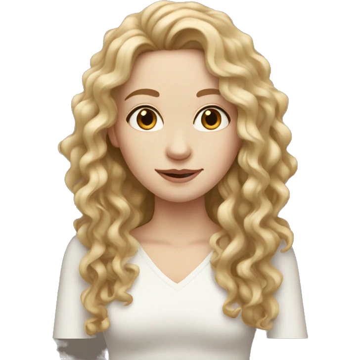 Woman with pale skin and long curly brown hair  emoji