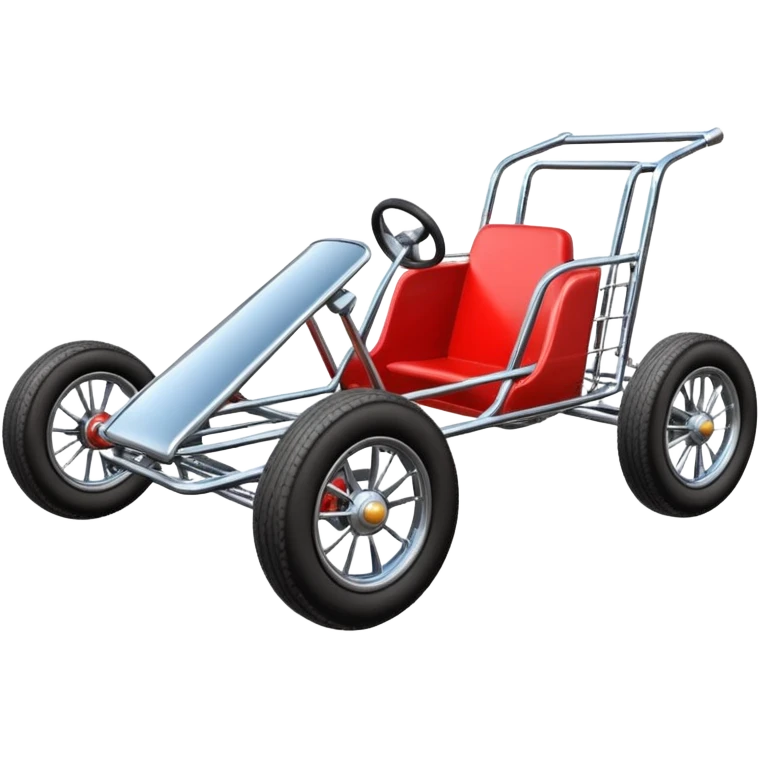Race car whose frame and suspension is made of shopping cart material with antique simple bodywork  emoji