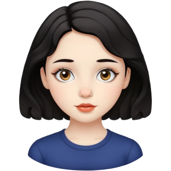 aesthetic girl , pale skin, doe eyes, button nose, soft arched brows,round face,full lips,short wavy black hair. please kindly genarate this avatar emoji