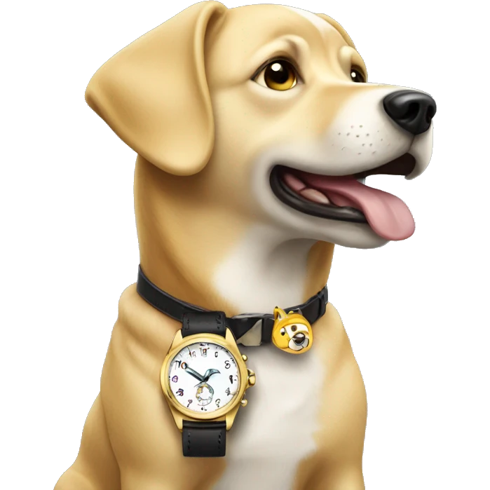 Blonde dog with watch emoji