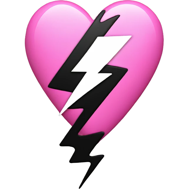 Pink heart with black lightning  emoji