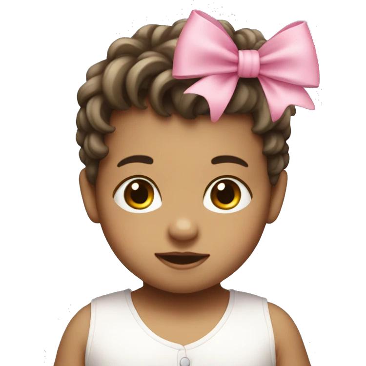 white baby boy wearing a pink bow in his hair brunette  emoji