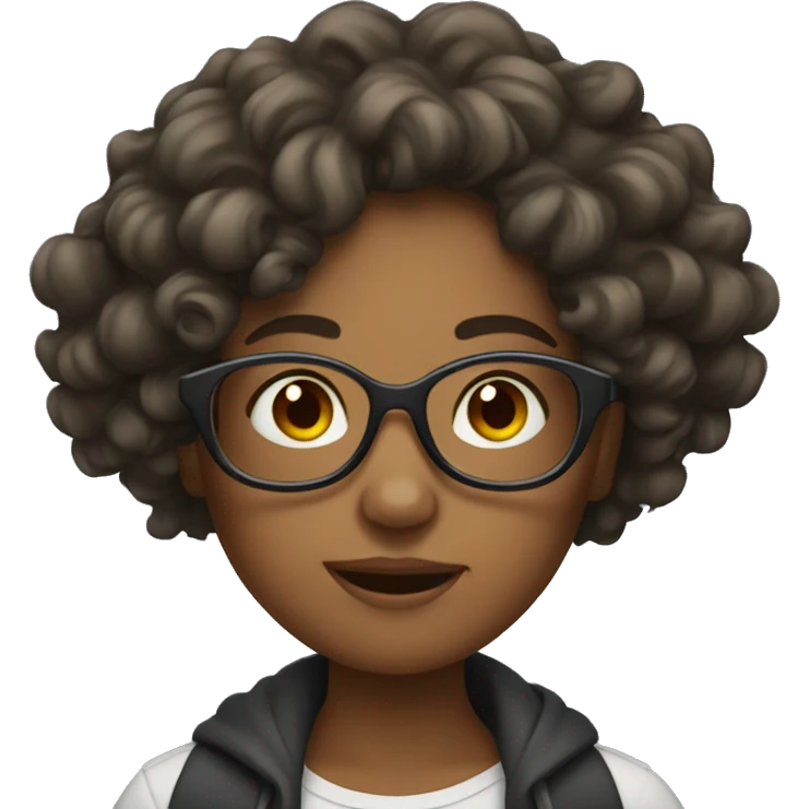 Long curly hair girl with glasses emoji