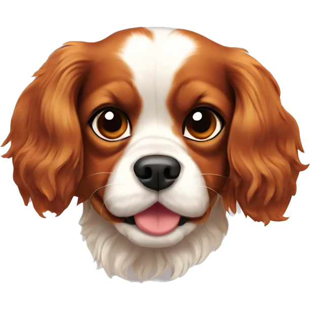 Cavalier King Charles spaniel playing with toy emoji