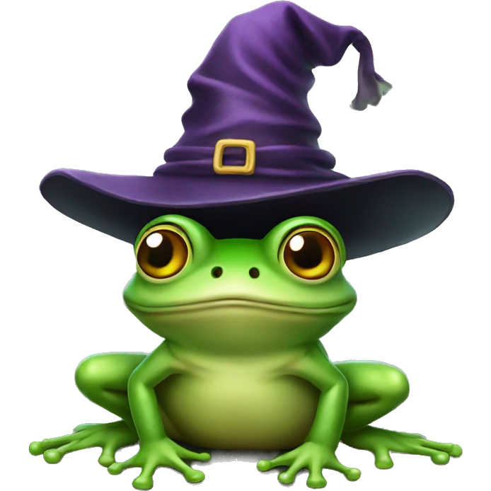 Frog wearing witch hat emoji
