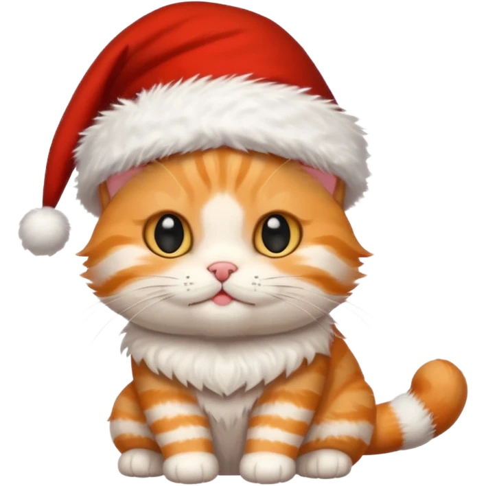 Light orange tabby kitty inside a Santa hat emoji