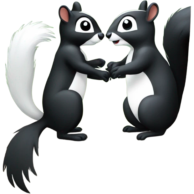 Squirrel and skunk holding hands  emoji