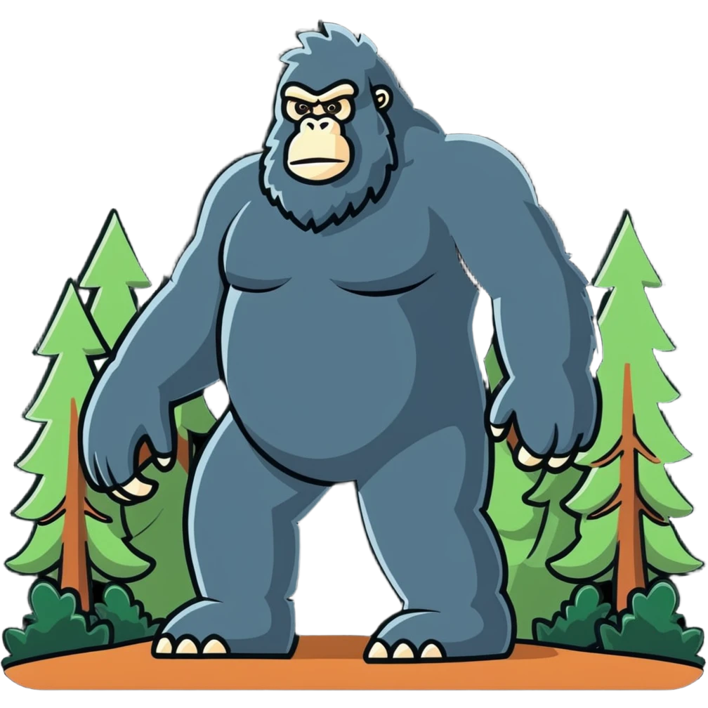 Bigfoot creature, sasquatch, mythical forest giant emoji