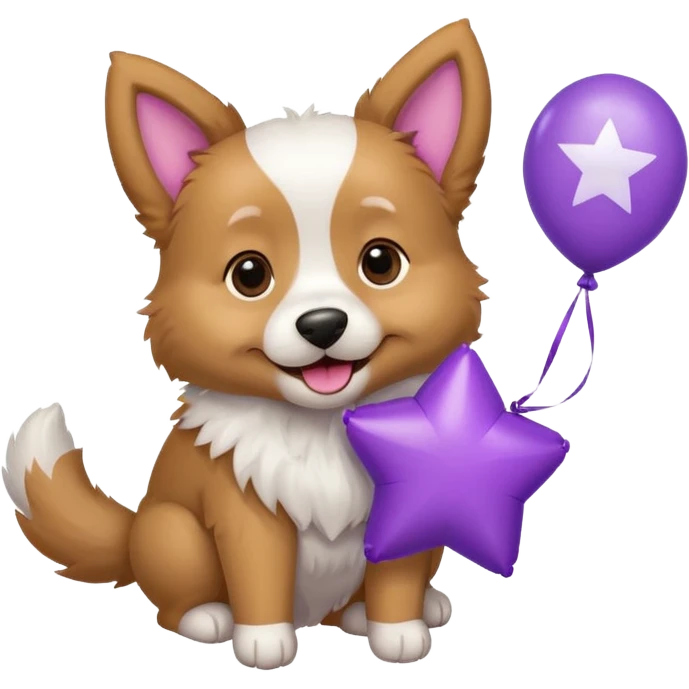 Dog hold purple star balloon emoji