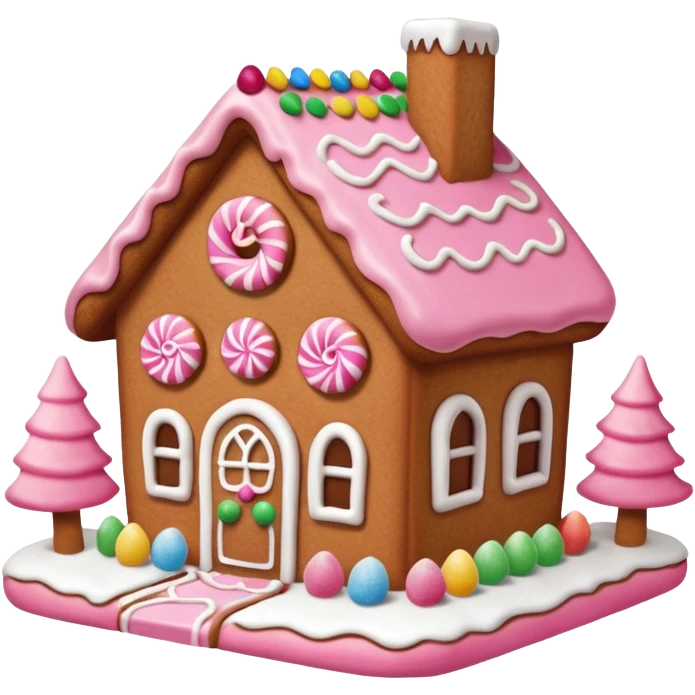 Gingerbread house pink emoji