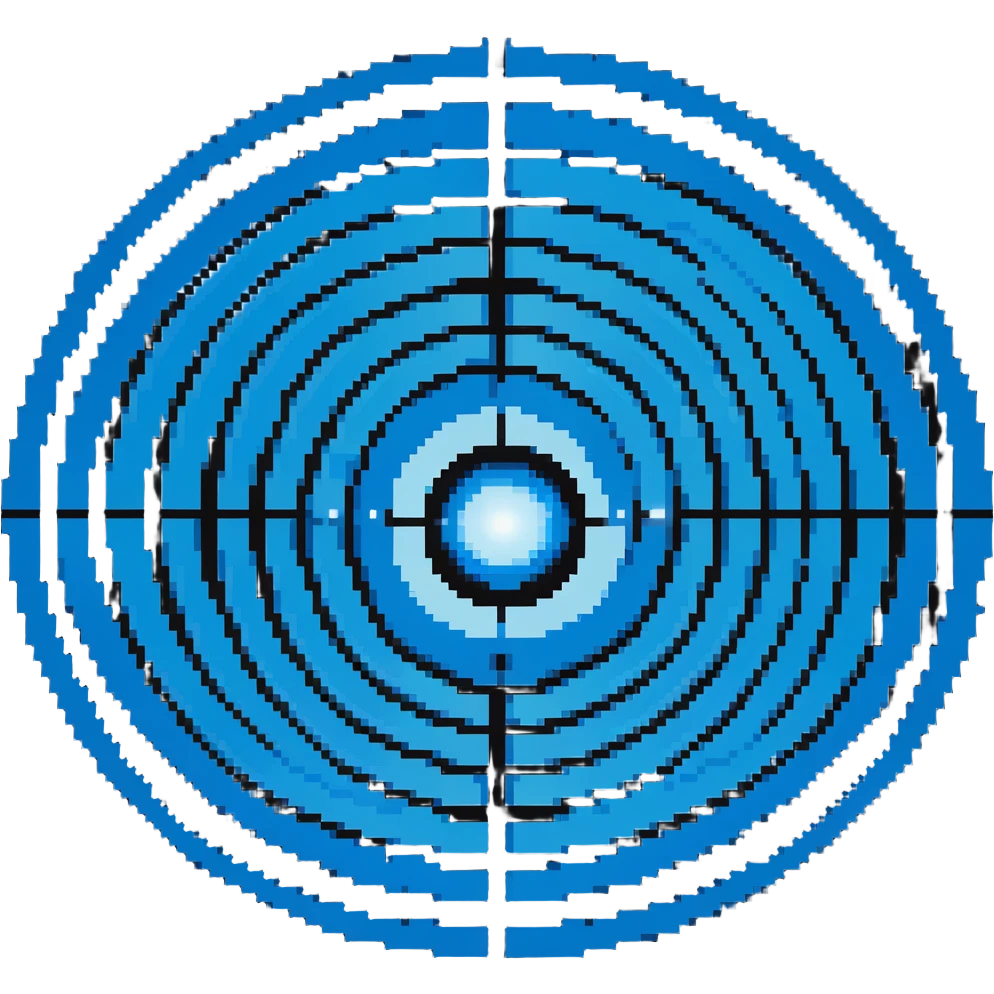 Glowing blue orb with expanding circles, color #3b82f6 with lighter glow, concentric circles pattern, expansion indicator, subtle energy effect, 32x32 pixels emoji